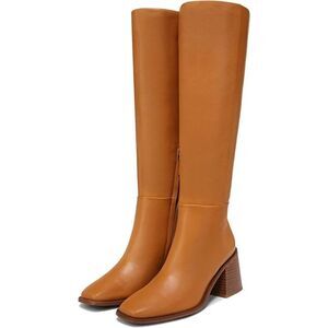 NWOB Sam Edelman Wade Wide Calf Leather Knee-High Boots in Caramel $250 size 6.5